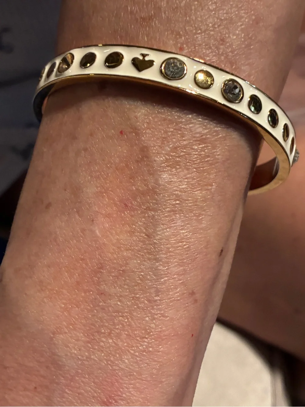 Kate Spade Gold-Tone White Enamel Bangle with Crystal Accents - Picture 3 of 5